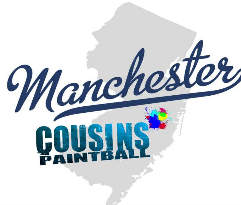 Cousins Paintball Manchester, NJ over NJ outline.