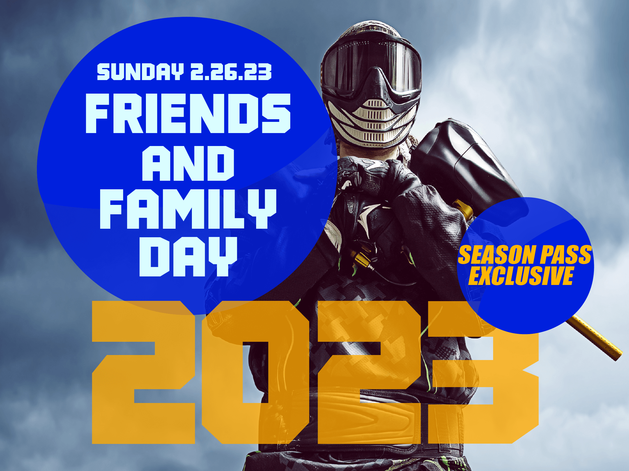 Friends and Family Day at Cousins Paintball. Season Pass Holder Exclusive.